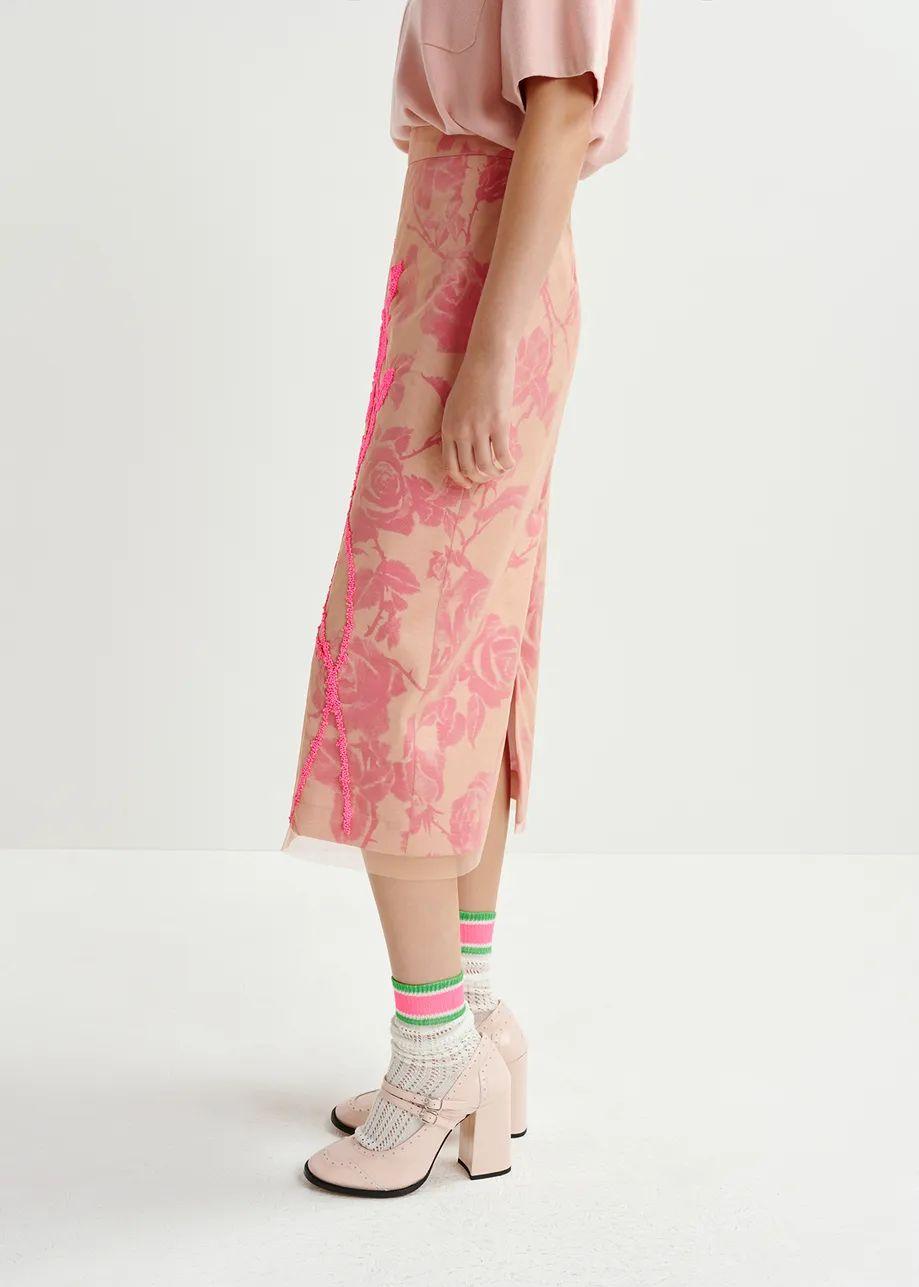 HISCES/TULLE MIDI SKIRT
