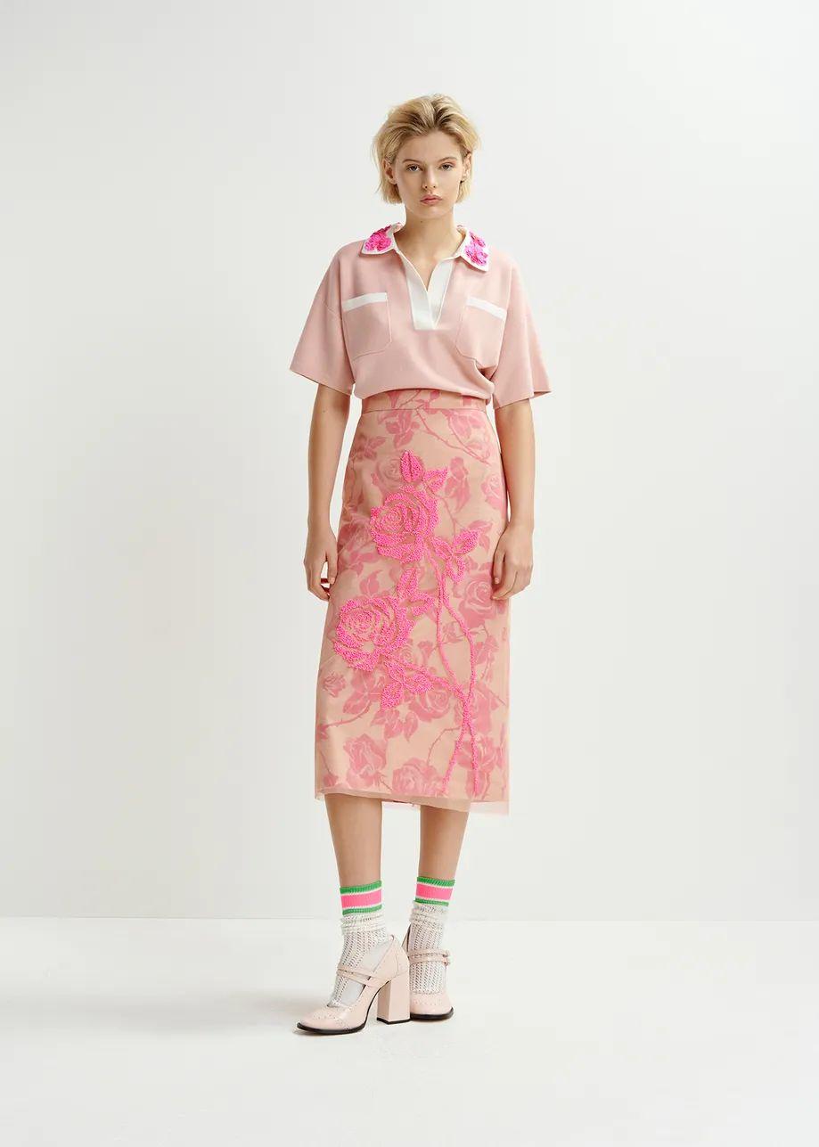 HISCES/TULLE MIDI SKIRT