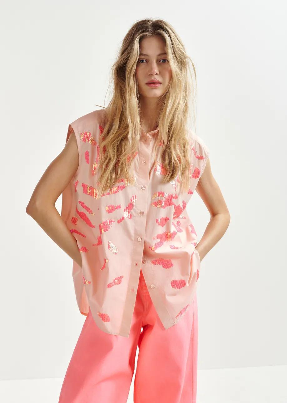 HIXIE/SEQUIN SLEEVELESS SHIRT