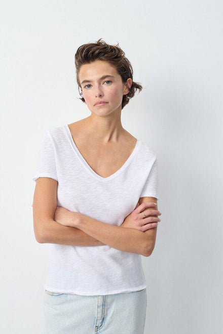 SON33E25/T-SHIRT MC COL V STRA