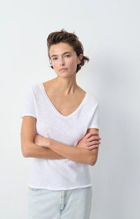 SON33E25/T-SHIRT MC COL V STRA