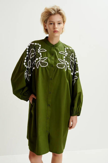 HANANA/EMBELLISHED SHIRT DRESS