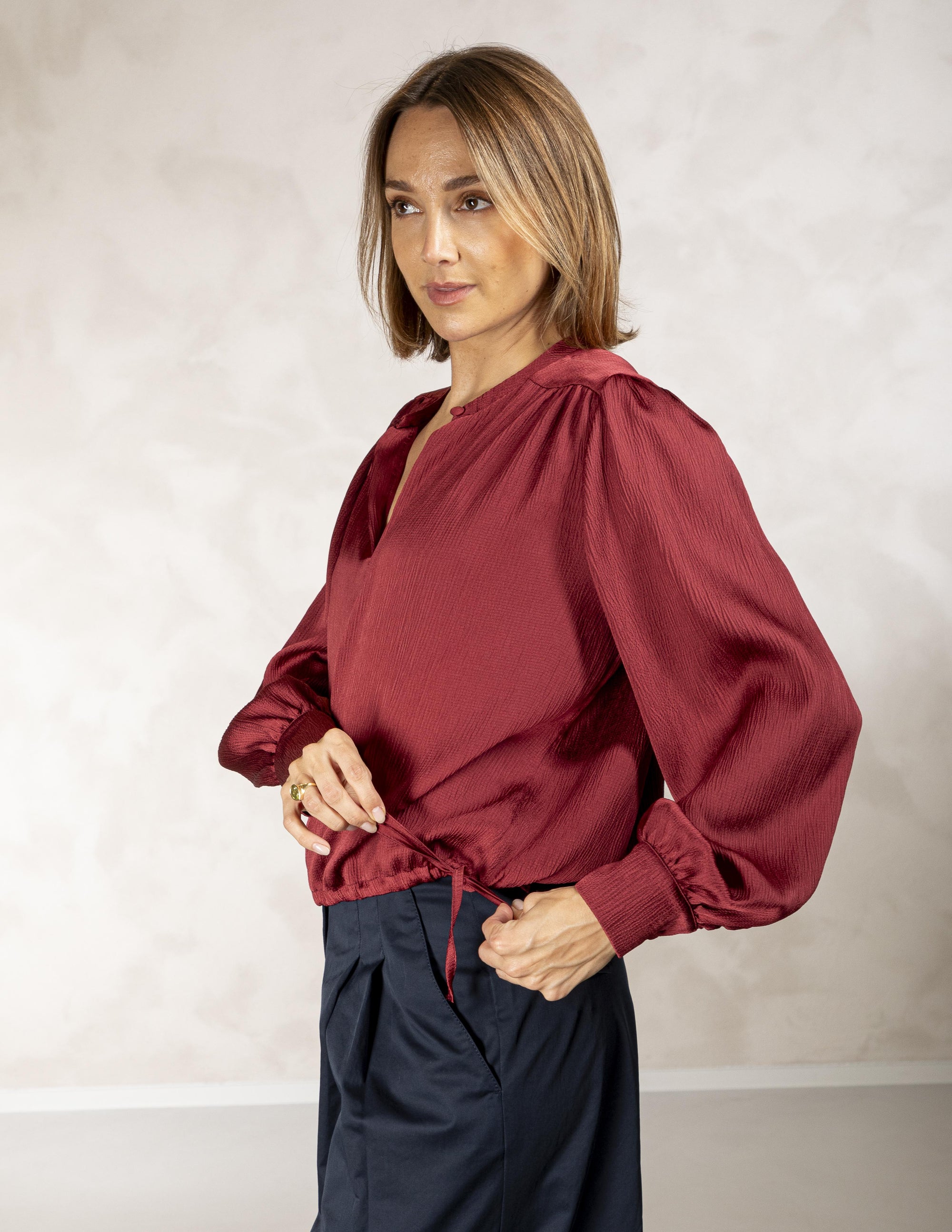 EDIPO/BURGUNDY/BLOUSE WITH LON