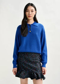IMETAL JEWEL BUTTON POLO/ BLAC