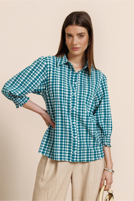 YENTIL CHECK BLOUSE/14024